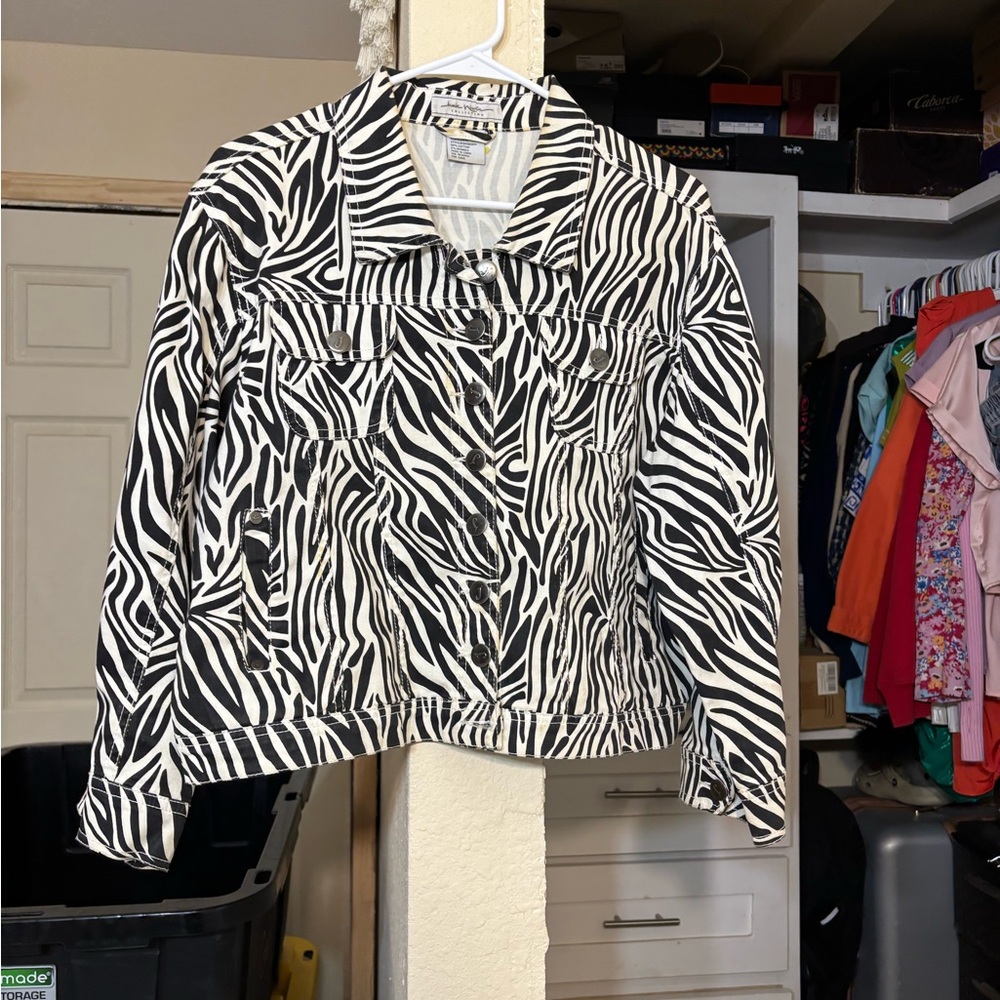 Black and White Zebra Print Jean Jacket